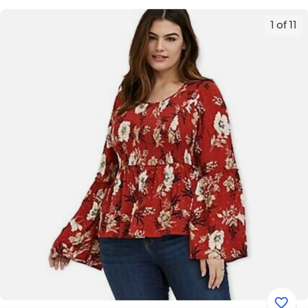 Torrid Reddish Orange Crinkle Gauze Top